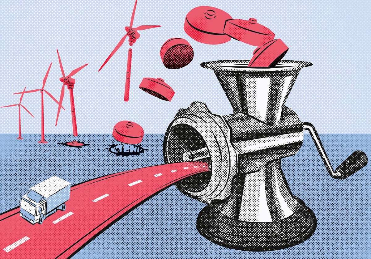 Illustration of a wind turbine’s life cycle
