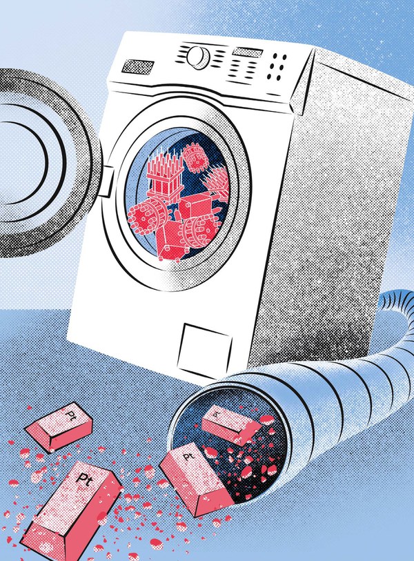 Illustration washing machine for metals